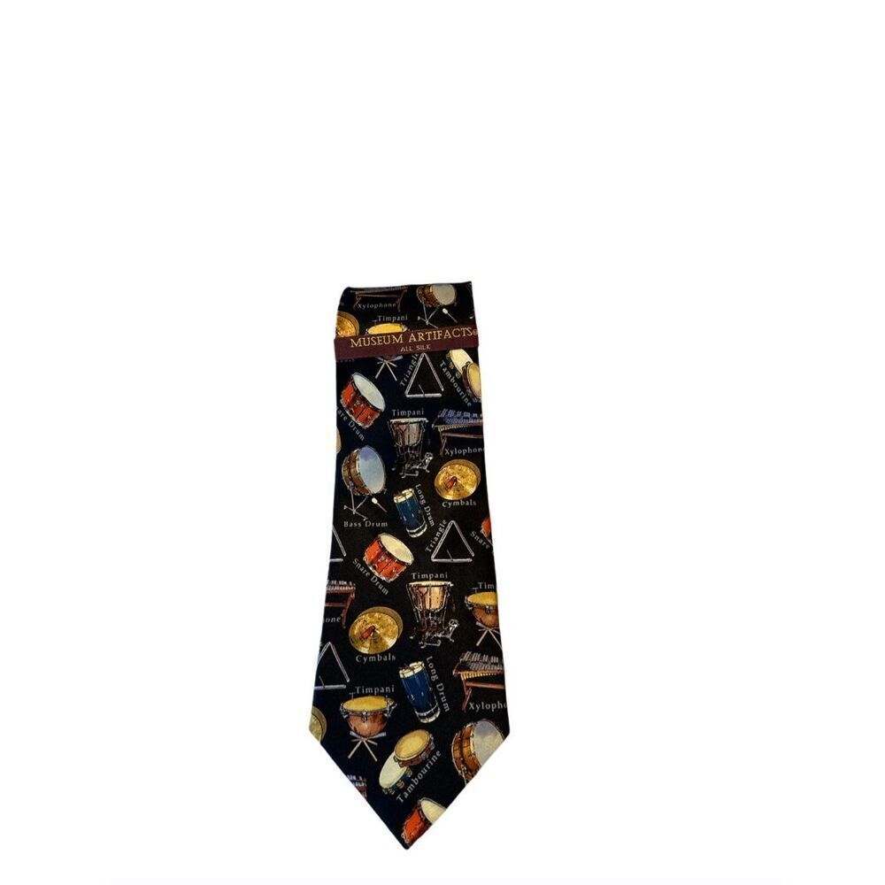 NWT Vintage Museum Artifacts 57” Tie Retro Series Percussion Silk NEW